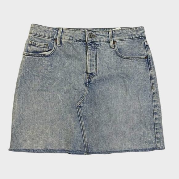 Old Navy High Rise Secret Slim Size 6 Light Blue Denim Jean Skirt Button Fly - Picture 1 of 9